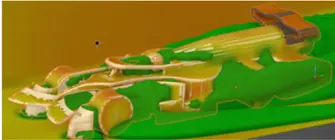 CFD streamlines wrapping around the car body