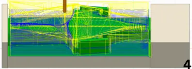 CNC toolpaths covering the car body